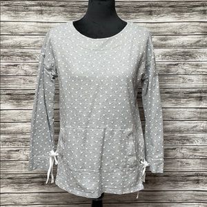 T by Talbots Gray sweatshirt w/White hearts